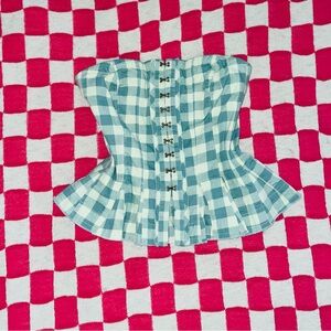 Free People Lights Out Gingham Corset Top - M